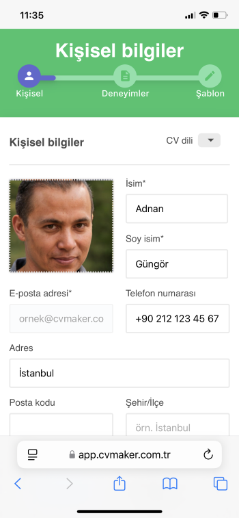 kişisel bilgiler