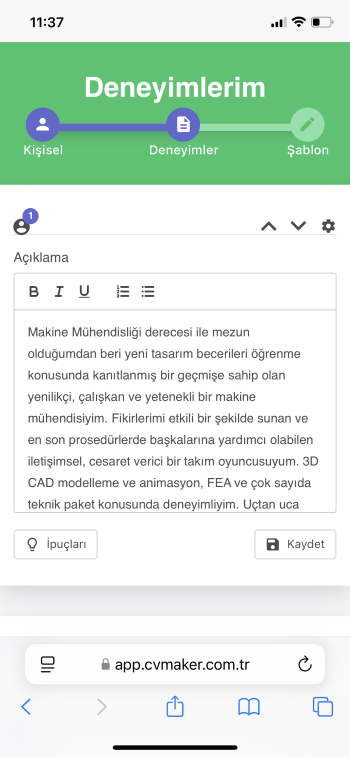 kişisel profil